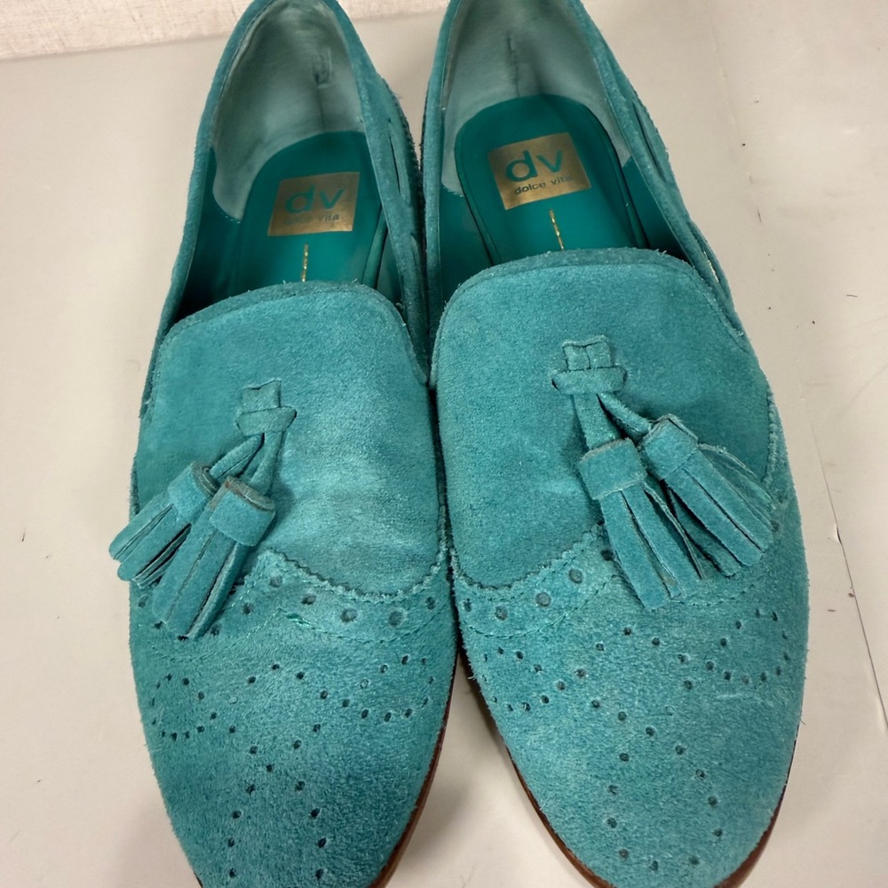 Dolce Vita Teal Suede Loafers - Picture 7 of 9